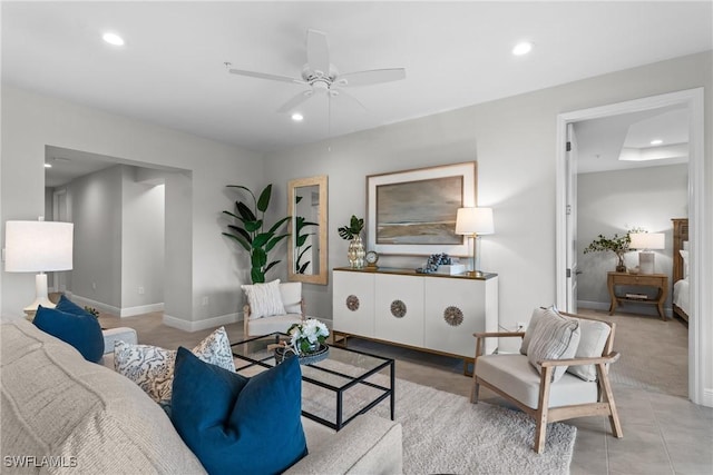 2609 Seychelles Cir Unit 1603, Naples, FL 34112 - living room with ceiling fan and recessed lighting