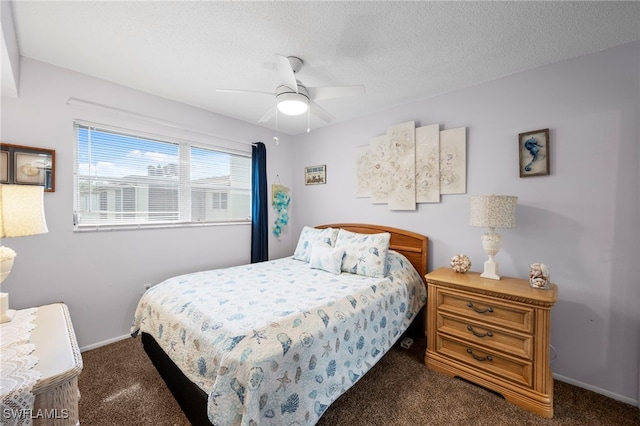7400 College Pkwy Unit 59C, Fort Myers, FL 33907 - carpeted bedroom featuring a ceiling fan and a textured ceiling