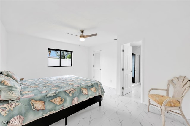 1506 SE 42nd St, Cape Coral, FL 33904 - bedroom featuring light marble finish floors and ceiling fan