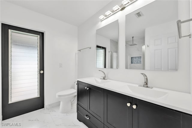 1506 SE 42nd St, Cape Coral, FL 33904 - full bath featuring marble look tiles, double vanity, and a shower