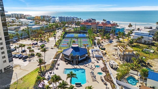 4753 Estero Blvd Unit 1405, Fort Myers Beach, FL 33931 - aerial view of a pool area and a large body of water