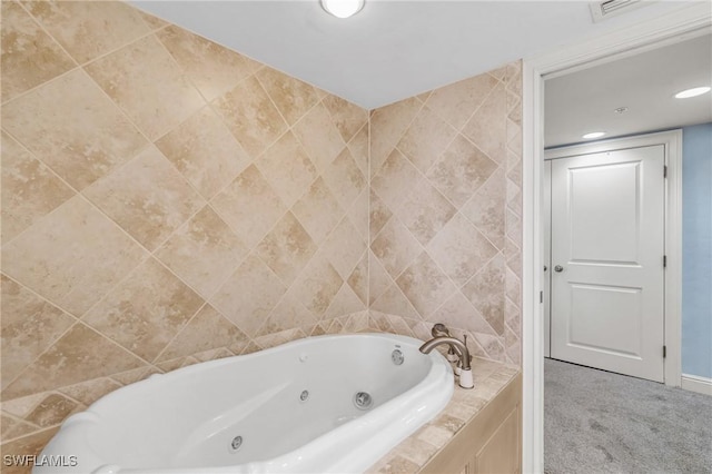 4753 Estero Blvd Unit 1405, Fort Myers Beach, FL 33931 - bathroom with a jetted tub and recessed lighting