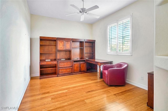 3206 SW 4th Ln, Cape Coral, FL 33991 - office featuring light wood-style flooring and a ceiling fan