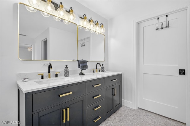867 Oak St, Fort Myers Beach, FL 33931 - full bath with double vanity and speckled floor