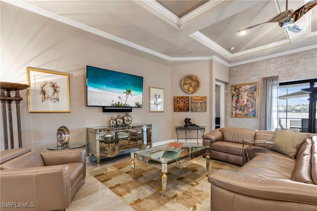 7478 Winding Cypress Dr, Naples, FL 34114 - living room with crown molding and light wood-style floors