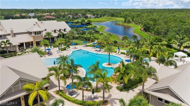 7478 Winding Cypress Dr, Naples, FL 34114 - bird's eye view of a pool area and a large body of water