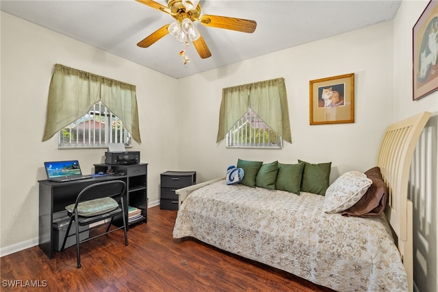 326 Canyon Dr N, Lehigh Acres, FL 33936 - bedroom with wood finished floors and ceiling fan