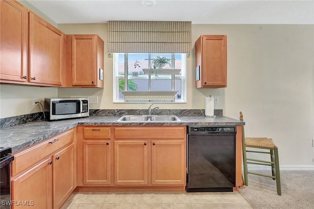 6425 Estero Bay Dr, Fort Myers, FL 33908 - kitchen featuring black dishwasher, stainless steel microwave, dark countertops, and stove