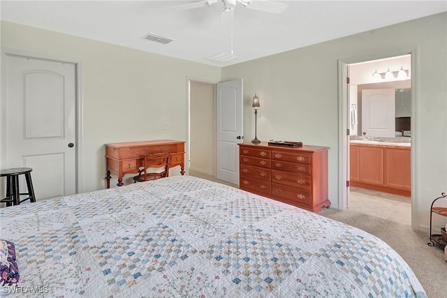 6425 Estero Bay Dr, Fort Myers, FL 33908 - carpeted bedroom with ceiling fan and ensuite bathroom