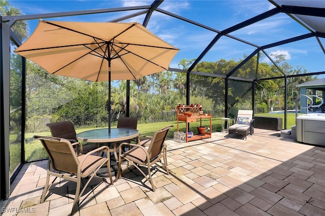 6425 Estero Bay Dr, Fort Myers, FL 33908 - view of patio / terrace with outdoor dining area and a lanai