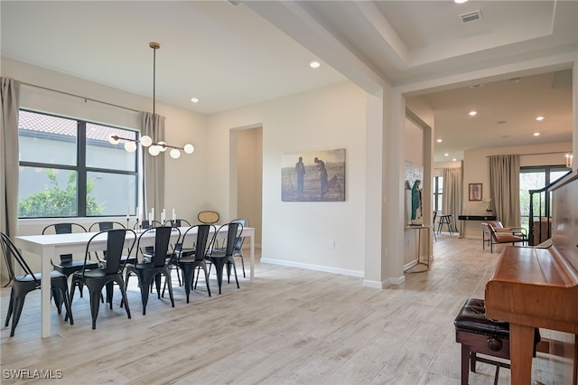 4442 Battlecreek Way, Ave Maria, FL 34142 - dining space featuring light wood-style floors, a chandelier, and recessed lighting