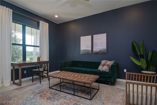 4442 Battlecreek Way, Ave Maria, FL 34142 - living area with a ceiling fan, wood finished floors, and recessed lighting