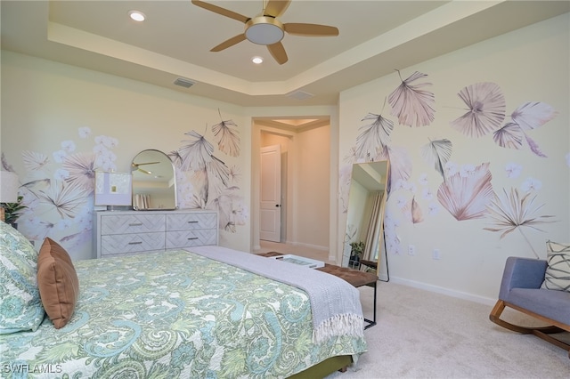 4442 Battlecreek Way, Ave Maria, FL 34142 - carpeted bedroom featuring recessed lighting, a raised ceiling, and ceiling fan