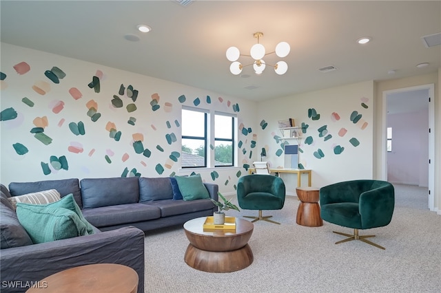 4442 Battlecreek Way, Ave Maria, FL 34142 - carpeted living room with a chandelier and recessed lighting