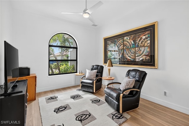 7637 Mulberry Ln, Naples, FL 34114 - living area with wood finished floors and ceiling fan