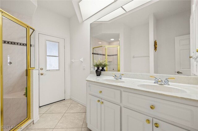 3615 Tripoli Blvd, Punta Gorda, FL 33950 - full bathroom with a stall shower, double vanity, and tile patterned floors