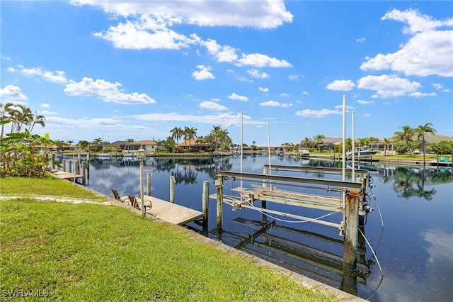 3615 Tripoli Blvd, Punta Gorda, FL 33950 - dock featuring a water view and a lawn