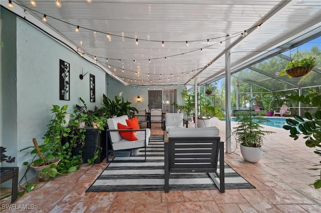 770 Wilson Ave, Fort Myers, FL 33919 - view of patio / terrace with an outdoor hangout area, an outdoor pool, and a lanai
