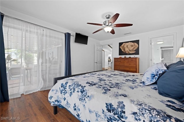 770 Wilson Ave, Fort Myers, FL 33919 - bedroom featuring wood finished floors, a ceiling fan, and access to exterior