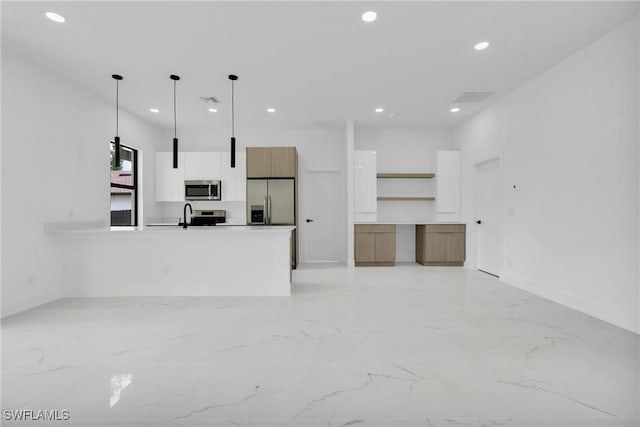 3202 21st St W, Lehigh Acres, FL 33971 - unfurnished living room with recessed lighting and light marble finish flooring