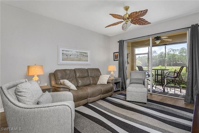 3760 Sawgrass Way Unit 3514, Naples, FL 34112 - living room with wood finished floors and ceiling fan