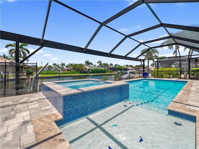 1431 SW 53rd Ln, Cape Coral, FL 33914 - view of pool with a patio, glass enclosure, and a pool with connected hot tub
