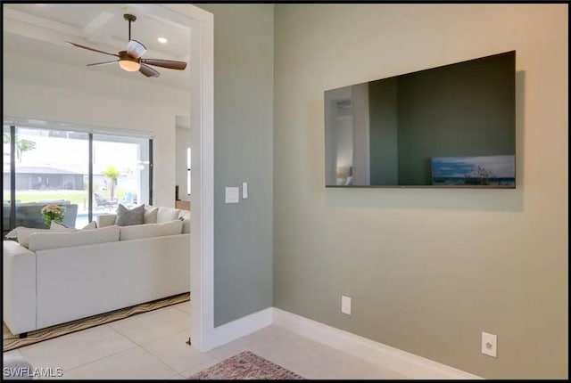 2229 SW 17th Pl, Cape Coral, FL 33991 - living area with ceiling fan, tile patterned floors, and recessed lighting
