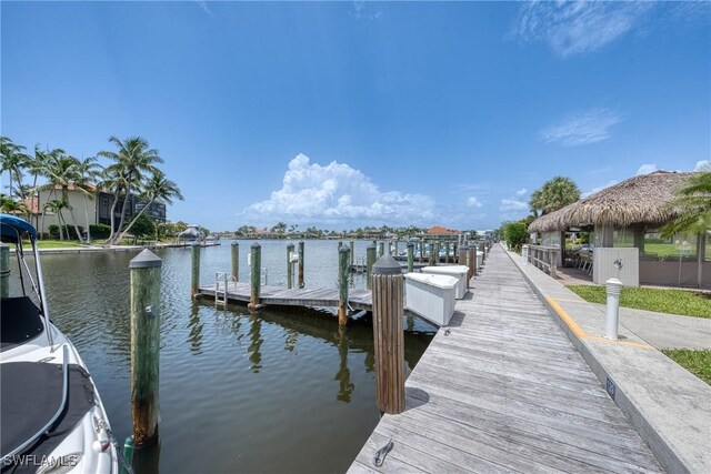 519 Seaview Ct Unit N4, Marco Island, FL 34145 - dock with a water view and a gazebo