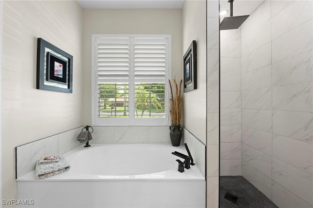 1962 Terrazzo Ln, Naples, FL 34104 - bathroom with a garden tub and tiled shower