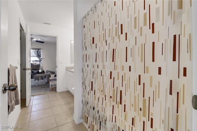 1439 SW Embers Ter, Cape Coral, FL 33991 - bathroom with tile patterned flooring and vanity