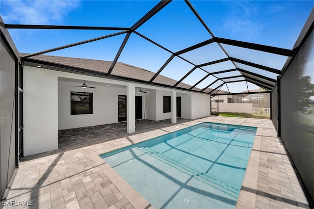 1405 SW 28th Ter, Cape Coral, FL 33914 - view of pool featuring ceiling fan, a patio, and a lanai