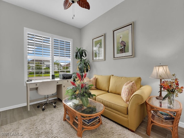 15904 Talon Ter, Punta Gorda, FL 33982 - office area with a ceiling fan and wood finished floors
