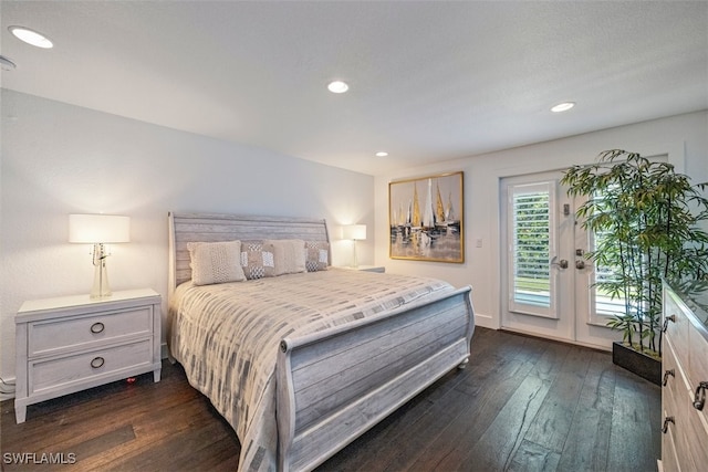 1129 8th Ter N, Naples, FL 34102 - bedroom with access to exterior, dark wood finished floors, recessed lighting, and french doors