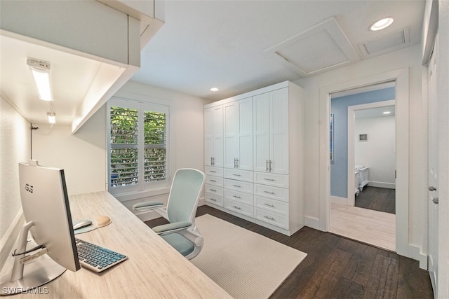 1129 8th Ter N, Naples, FL 34102 - office with attic access, dark wood finished floors, and recessed lighting
