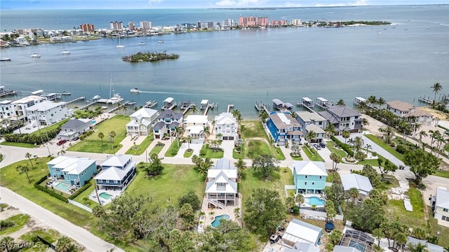 830 San Carlos Dr, Fort Myers Beach, FL 33931 - aerial overview of property's location with a large body of water and nearby suburban area