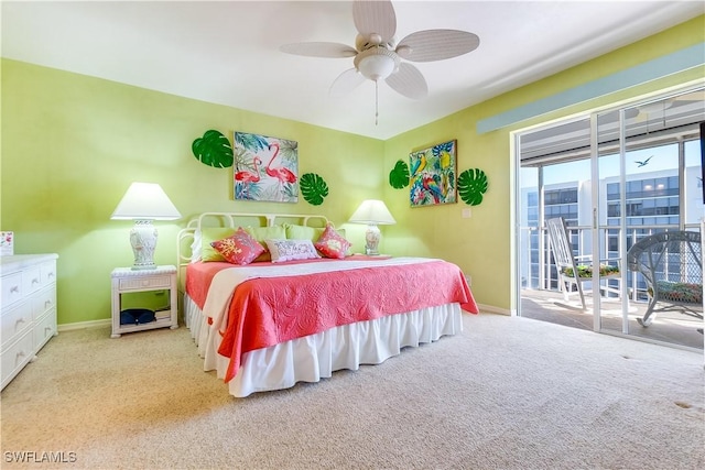 4531 Bay Beach Ln Unit 337, Fort Myers Beach, FL 33931 - carpeted bedroom featuring access to exterior and ceiling fan