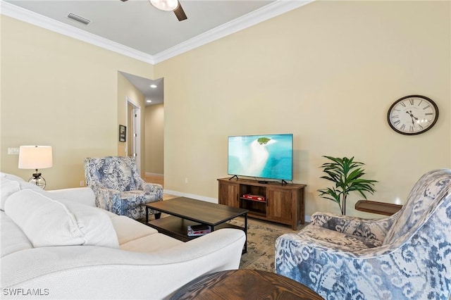 28864 Yellow Fin Trl, Bonita Springs, FL 34135 - living area with crown molding and ceiling fan