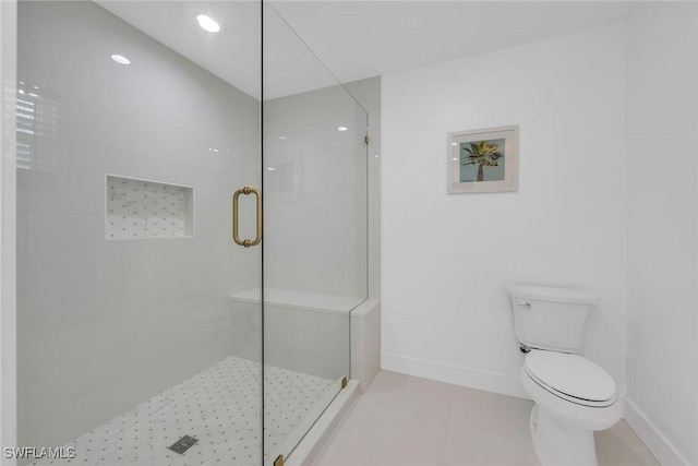 221 Saint James Way, Naples, FL 34104 - full bath with an enclosed shower, tile patterned flooring, and recessed lighting