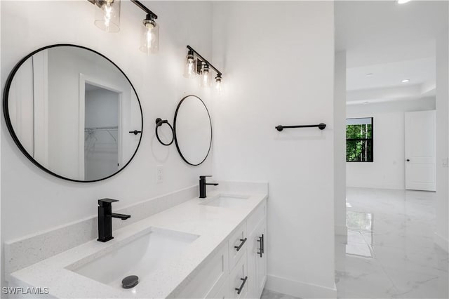 3644 35th Ave NE, Naples, FL 34120 - full bathroom with marble finish floors, double vanity, and recessed lighting