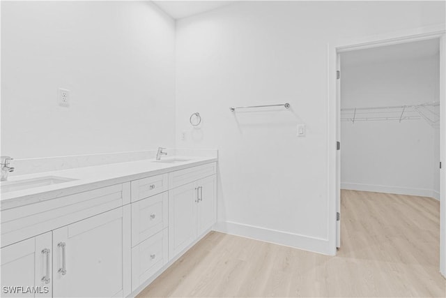 1061 Sunrise Blvd, Lehigh Acres, FL 33974 - full bathroom featuring wood finished floors, double vanity, and a walk in closet