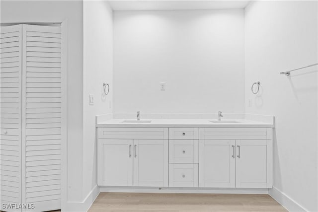 1061 Sunrise Blvd, Lehigh Acres, FL 33974 - full bath featuring wood finished floors, a closet, and double vanity