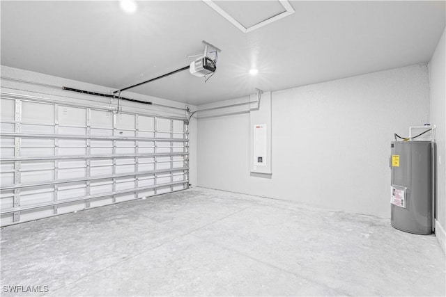 1061 Sunrise Blvd, Lehigh Acres, FL 33974 - garage with electric water heater, a garage door opener, and electric panel