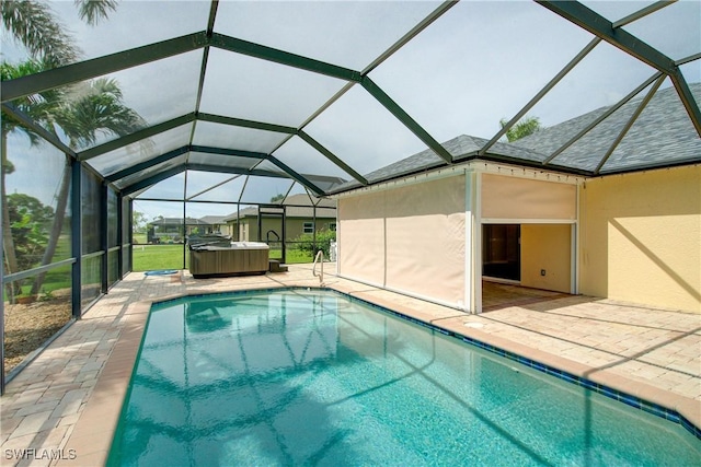 2116 NW 24th Ave, Cape Coral, FL 33993 - outdoor pool with a hot tub, a patio, and a lanai