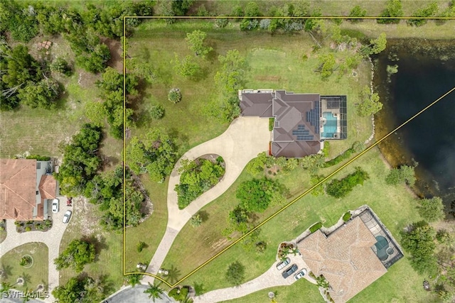 3917 La Vida Way, Cape Coral, FL 33993 - aerial overview of property's location featuring property parcel outlined and a nearby body of water