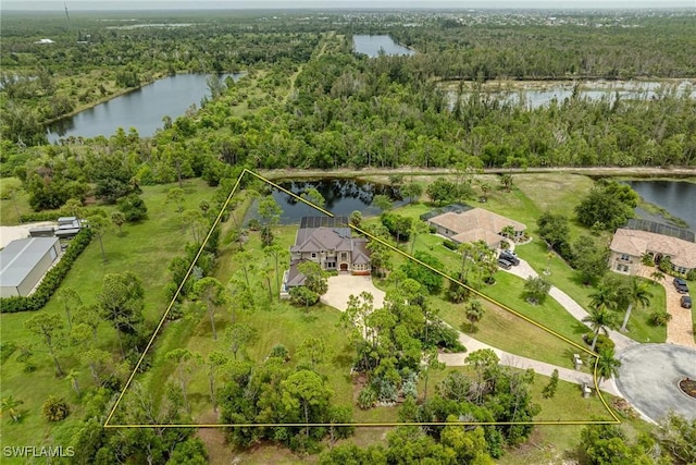 3917 La Vida Way, Cape Coral, FL 33993 - aerial view of property's location with property parcel outlined and a nearby body of water