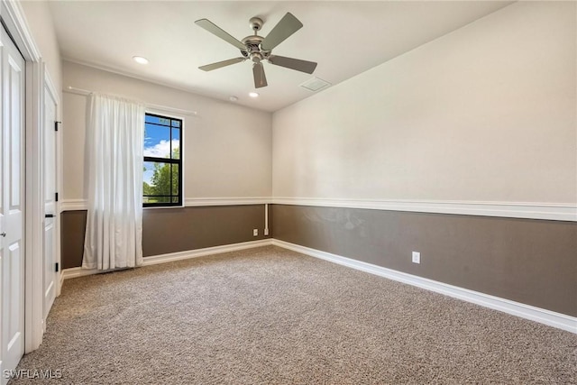 3917 La Vida Way, Cape Coral, FL 33993 - empty room featuring carpet floors, ceiling fan, and recessed lighting