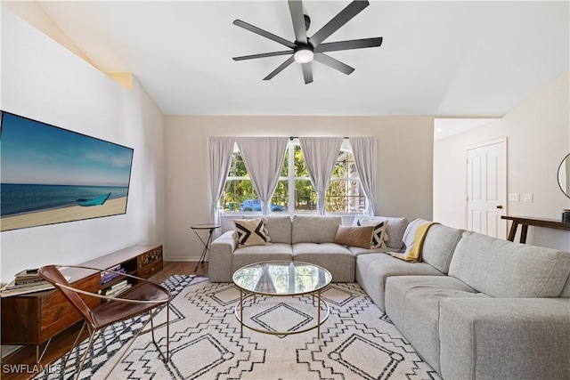 3715 41st Ave NE, Naples, FL 34120 - living room with ceiling fan and wood finished floors