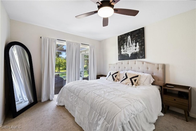 3715 41st Ave NE, Naples, FL 34120 - carpeted bedroom with access to exterior and ceiling fan