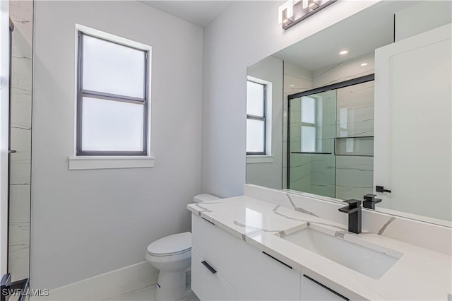 3306 40th St W, Lehigh Acres, FL 33971 - bathroom with vanity, a stall shower, and healthy amount of natural light