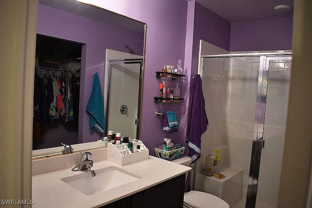 845 Lochman Dr, Fort Myers, FL 33913 - bathroom featuring vanity, a stall shower, and a spacious closet